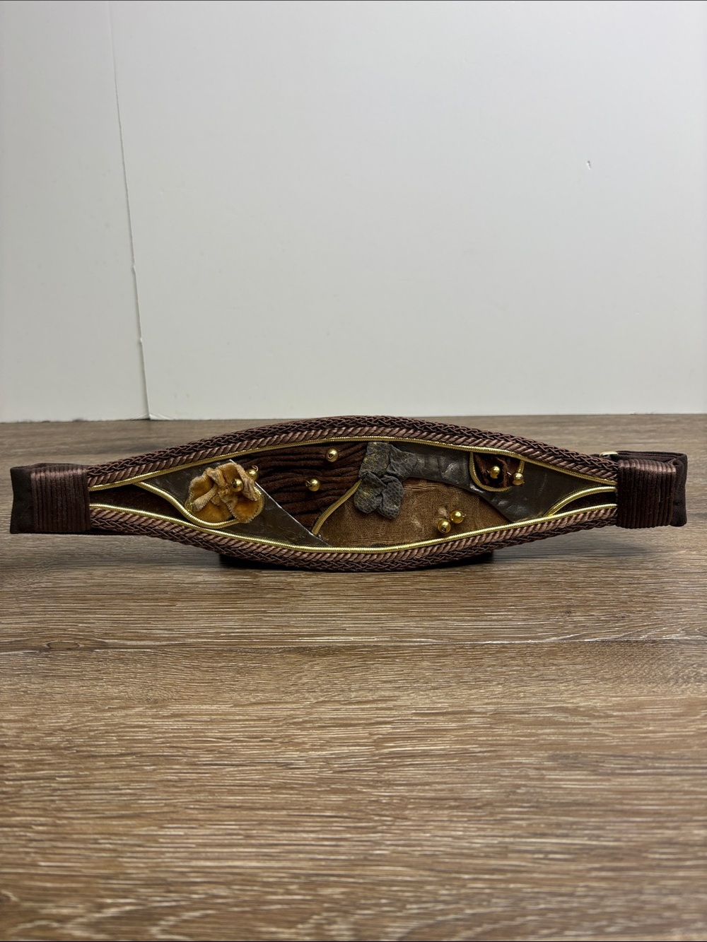 Carolyn Tanner Designs Artisan Leather Mixed Media Adjustable Belt 34”
